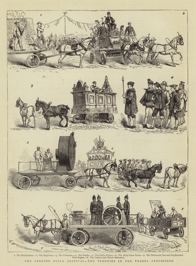 El Festival del Gremio de Preston, los Trofeos en la Procesión de los Oficios de Charles Edwin Fripp